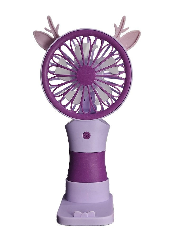 Generic - Mini handheld fan, Cute design decorated with ears  in the middle and bright colours , small size and easy to carry by hand or put in bag, equipped with USB rechargeable battery, on/off button, multiple air speeds, nice gift for kids - Image 1