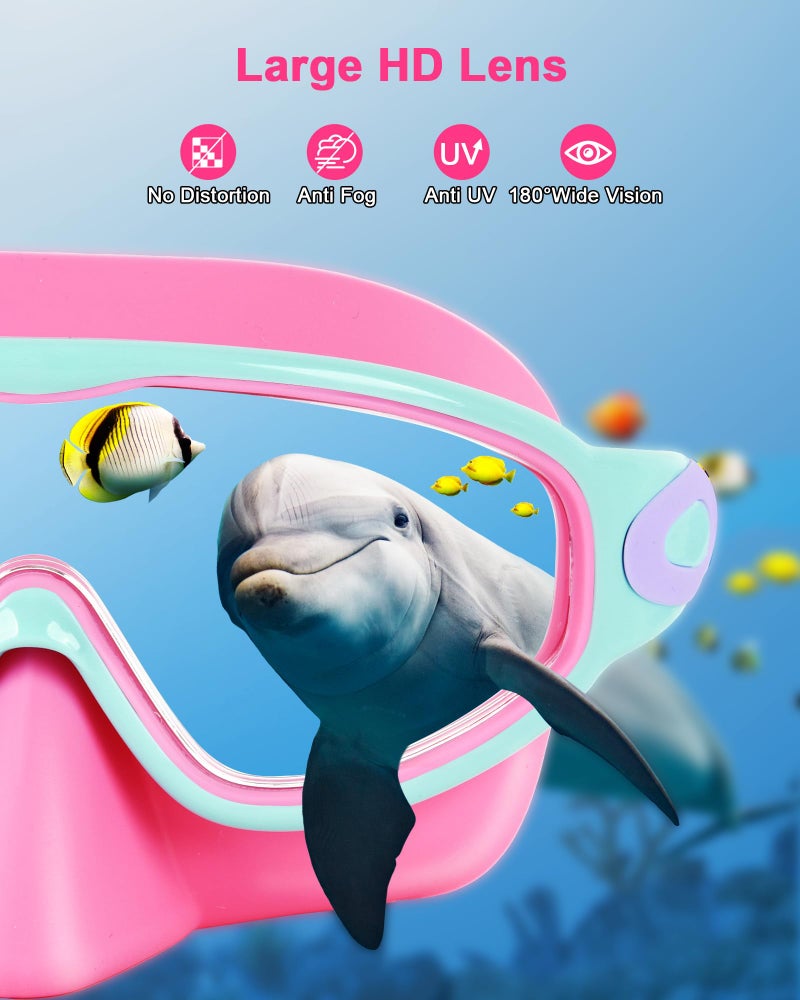 Keary Kids Swim Goggles with Nose Cover Swimming Goggles for Kids 6-14 8-12 Age 4-7 3-6 Toddler Boys Girl Youth Child Snorkel Mask Anti Fog Diving Masks Pool Water Glasses Round Frame Leakproof - Image 5