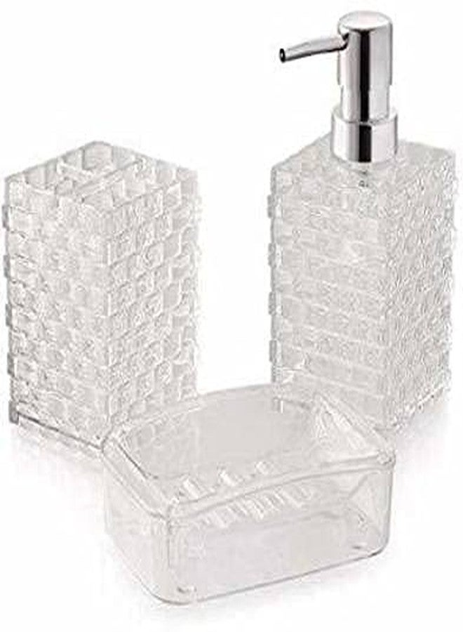 SBA PRIME Bathroom Set Liquid Soap Dispenser Soap Dish Toothbrush Holder Multicolor Bathroom Accessories Organizer Colour May Vary - Image 1