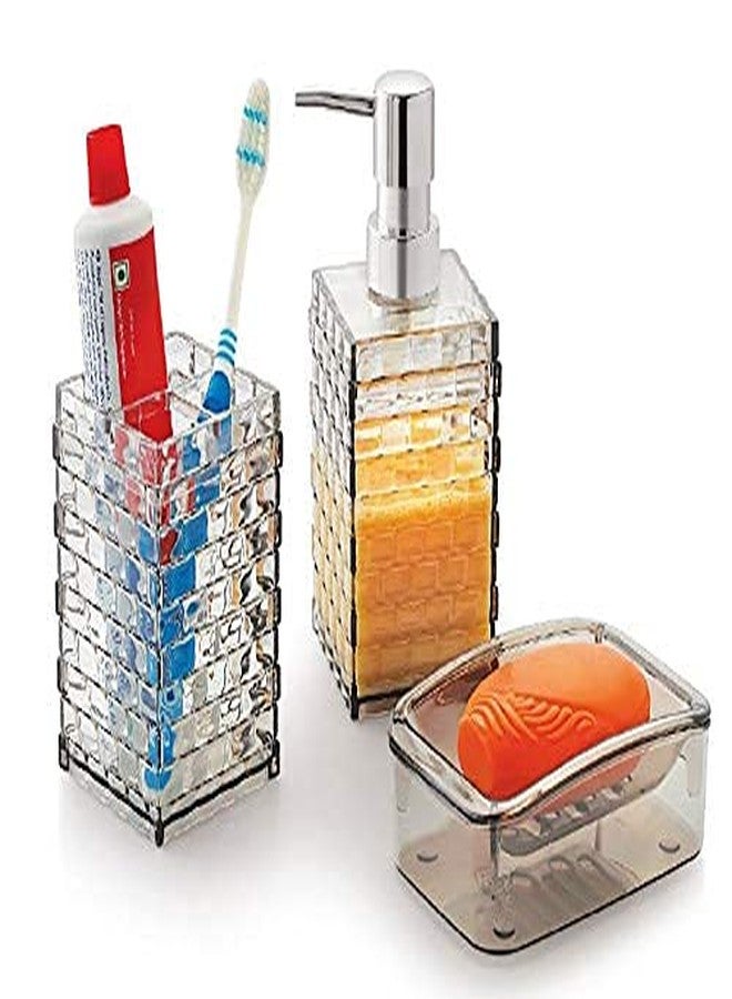 SBA PRIME Bathroom Set Liquid Soap Dispenser Soap Dish Toothbrush Holder Multicolor Bathroom Accessories Organizer Colour May Vary - Image 3