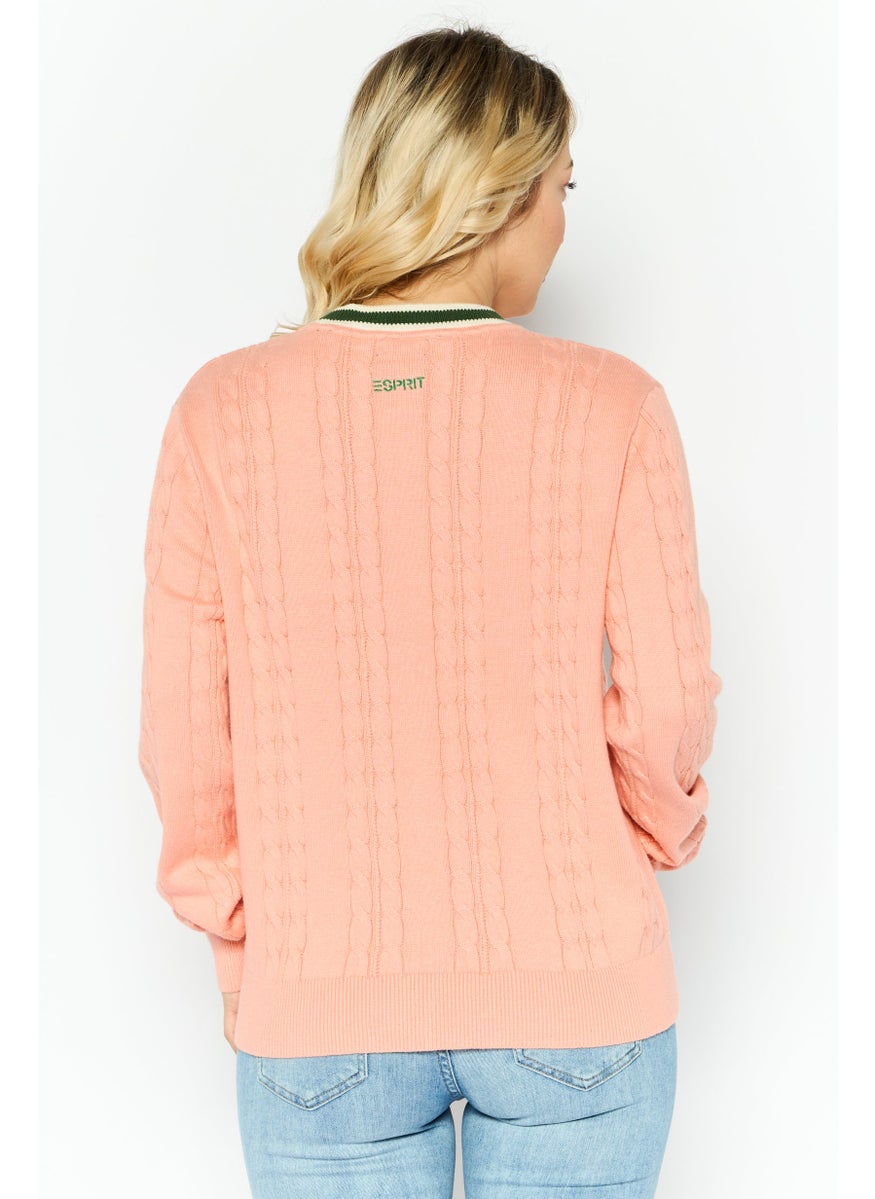 ESPRIT Women Embroidered Long Sleeves Sweater, Pink  - Image 4