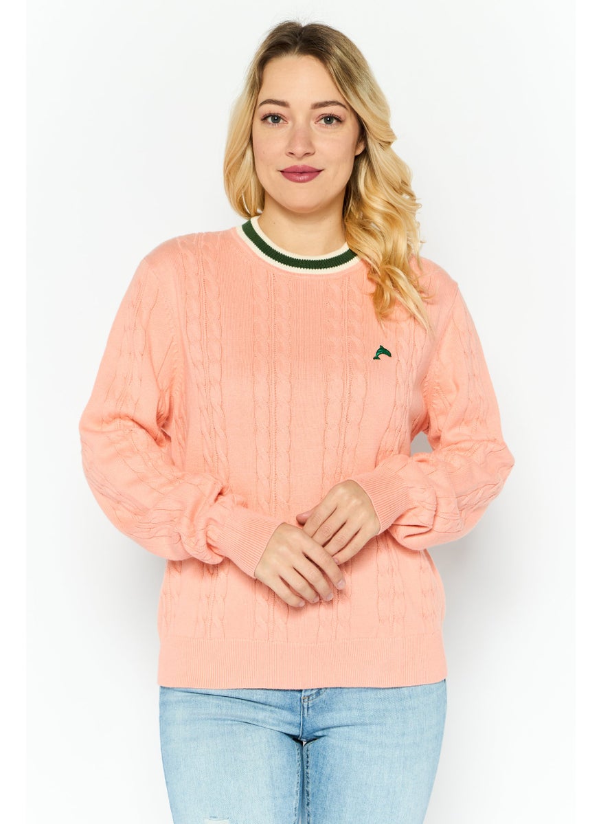 ESPRIT Women Embroidered Long Sleeves Sweater, Pink  - Image 1
