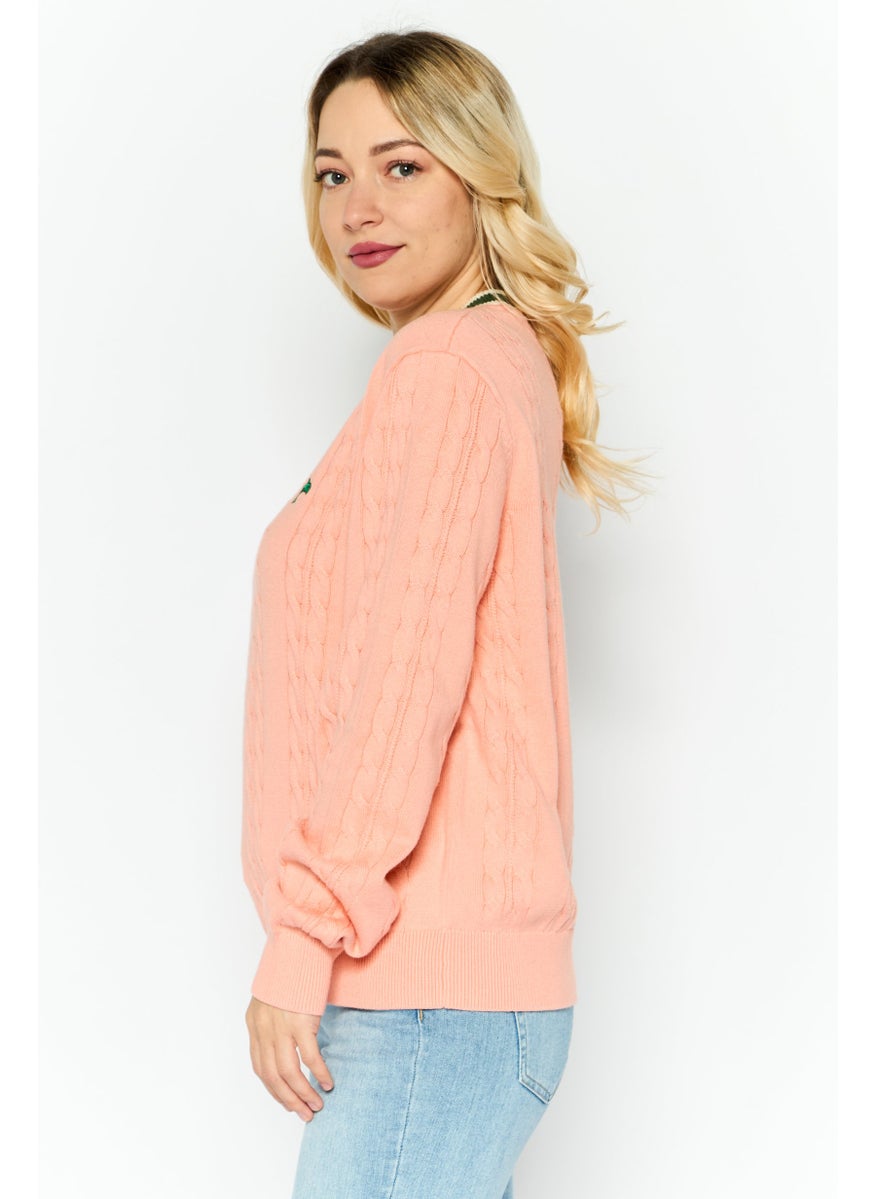 ESPRIT Women Embroidered Long Sleeves Sweater, Pink  - Image 3