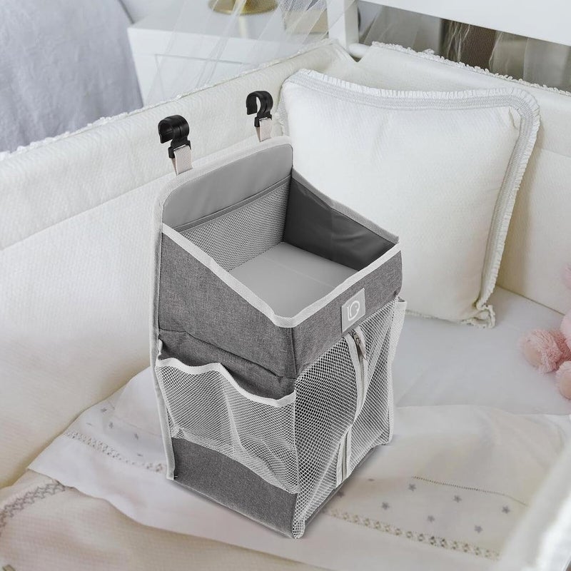 Large Diaper Organizer Hanging Storage Bag for Nursery Bedside with Breathable Fabric, Multi-compartment Supplies Organizer for Diaper Changing and Breastfeeding - Image 5