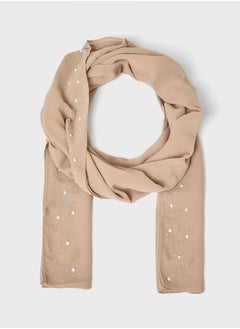 Khizana Pearl Embellished Long Hijab Scarf  - Image 1