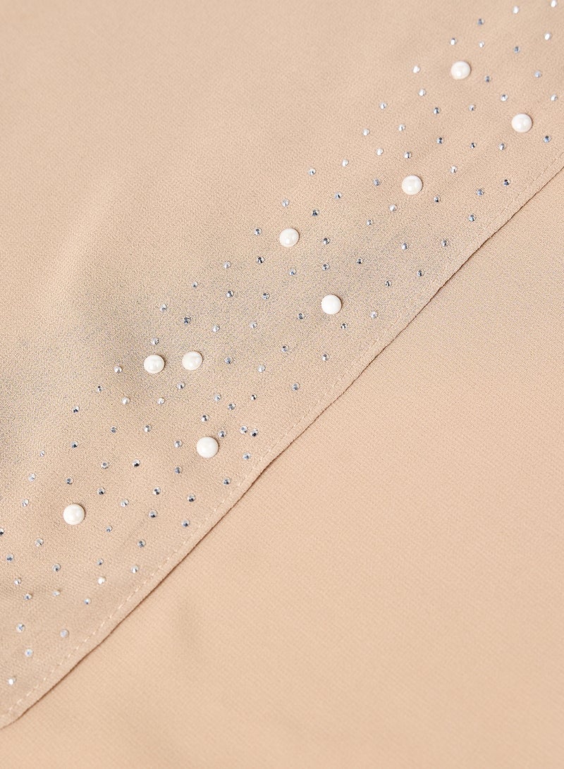 Khizana Pearl Embellished Long Hijab Scarf - Image 2