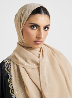 Khizana Pearl Embellished Long Hijab Scarf  - Image 3