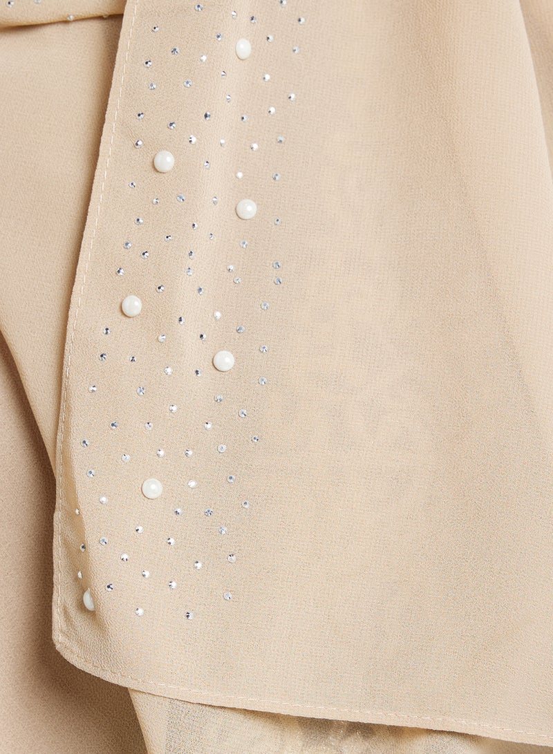 Khizana Pearl Embellished Long Hijab Scarf - Image 4