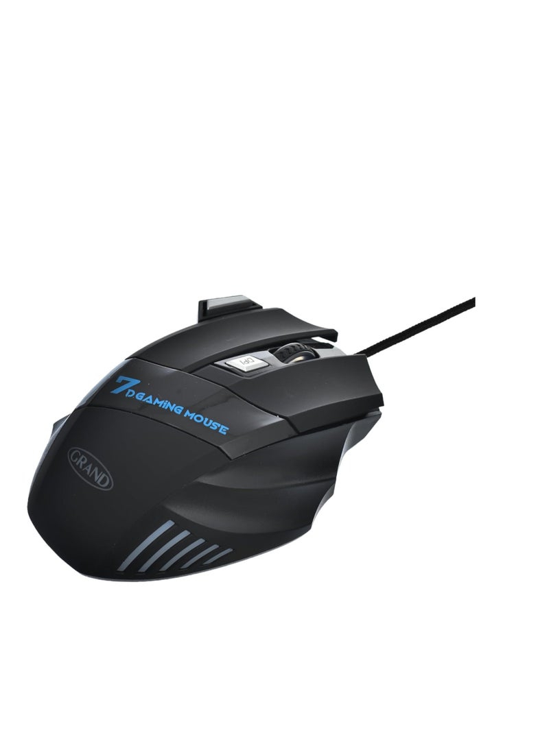 Grand Gaming Mouse Colorful Lightning With 7 Button And Nylon Braided Wire Elegant Appearance Efficient Gaming Mouse 2400 Dpi For Laptop & For Computer - Black Silver - Image 4