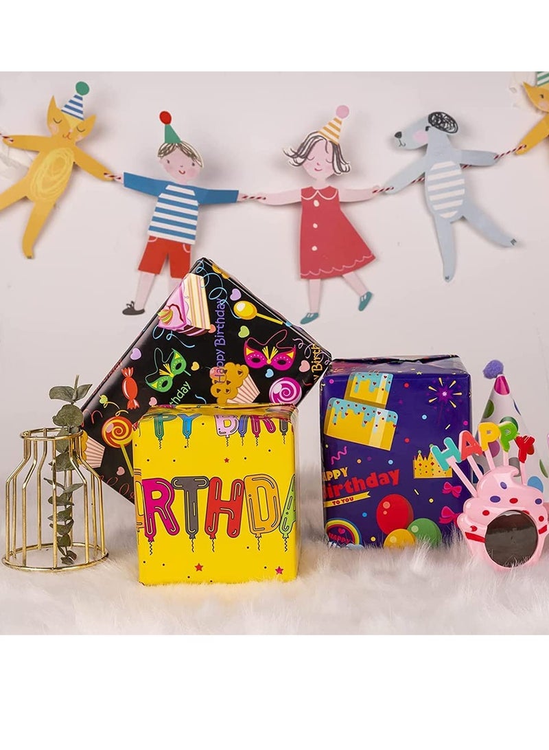 SOLARAE Gift Wrapping Paper Roll Included 6 Pack for Birthday, Holiday, Wedding, Graduations, Party, Kids Gift Wrapping, 50 X 70 cm Per Sheet - Image 4