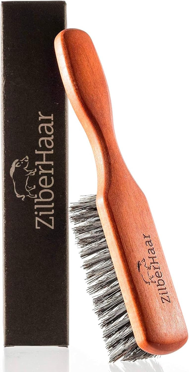ZilberHaar Regular Beard Brush Soft Boar Bristle Brush Promotes Beard Growth Works with Oils Balms - Image 1