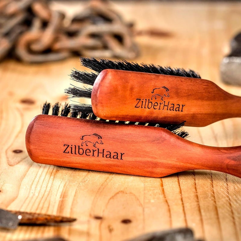 ZilberHaar Regular Beard Brush Soft Boar Bristle Brush Promotes Beard Growth Works with Oils Balms - Image 5