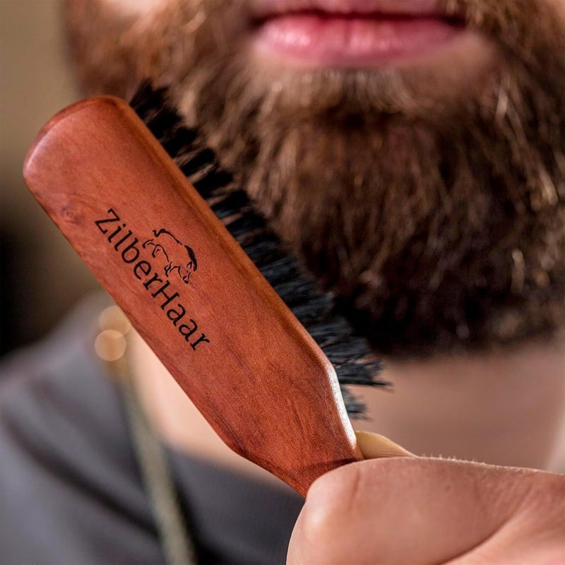 ZilberHaar Regular Beard Brush Soft Boar Bristle Brush Promotes Beard Growth Works with Oils Balms - Image 4