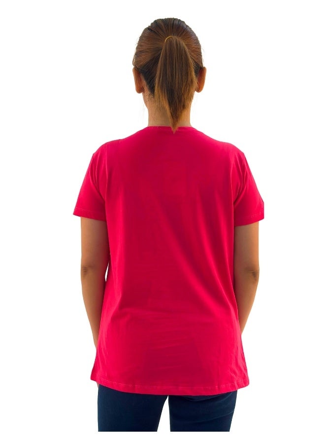 JOANNA W203027 Women's Vogue Print Round Neck Short Sleeve T-Shirt - Pink - XL - Image 3
