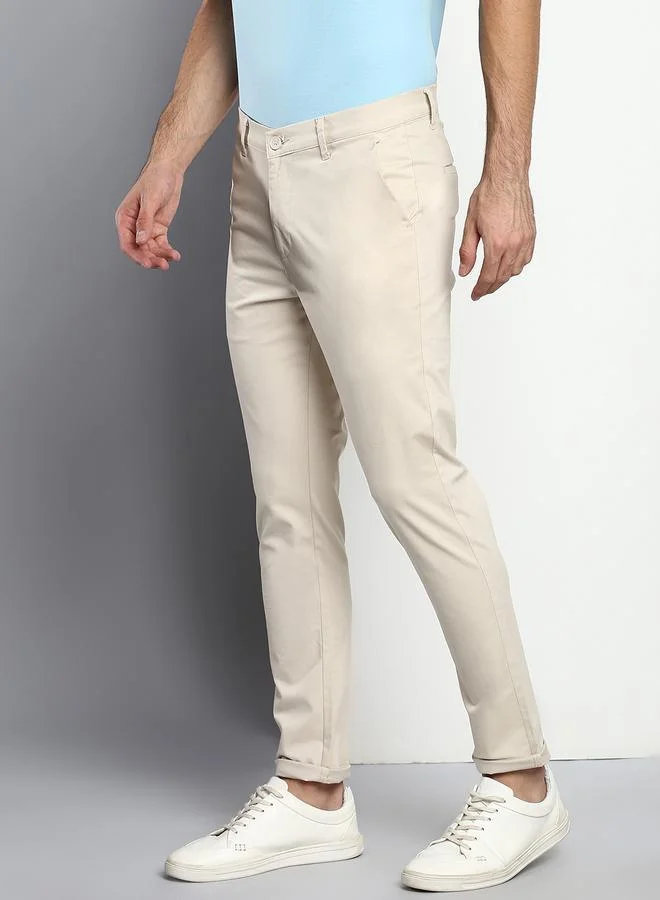 Dennis Lingo Men's Cream Tapered Fit Cotton Chino