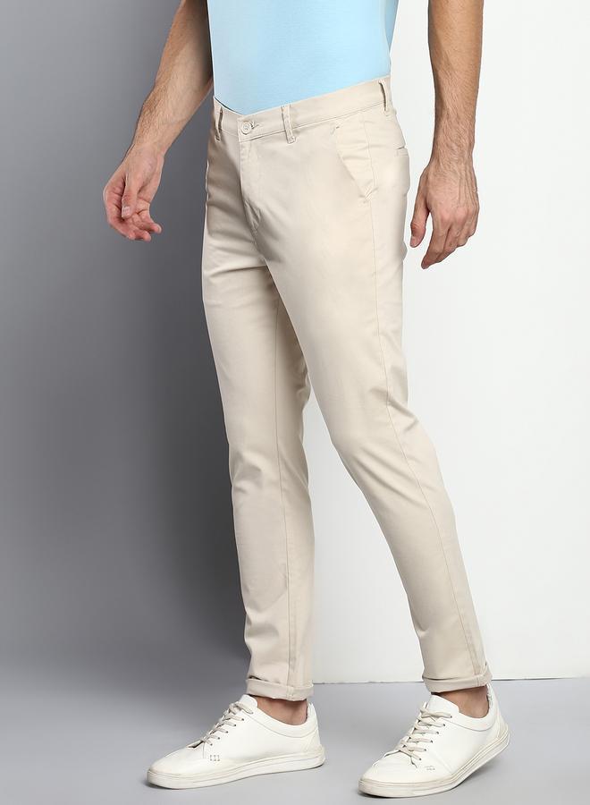 Dennis Lingo Men's Cream Tapered Fit Cotton Chino  - Image 5
