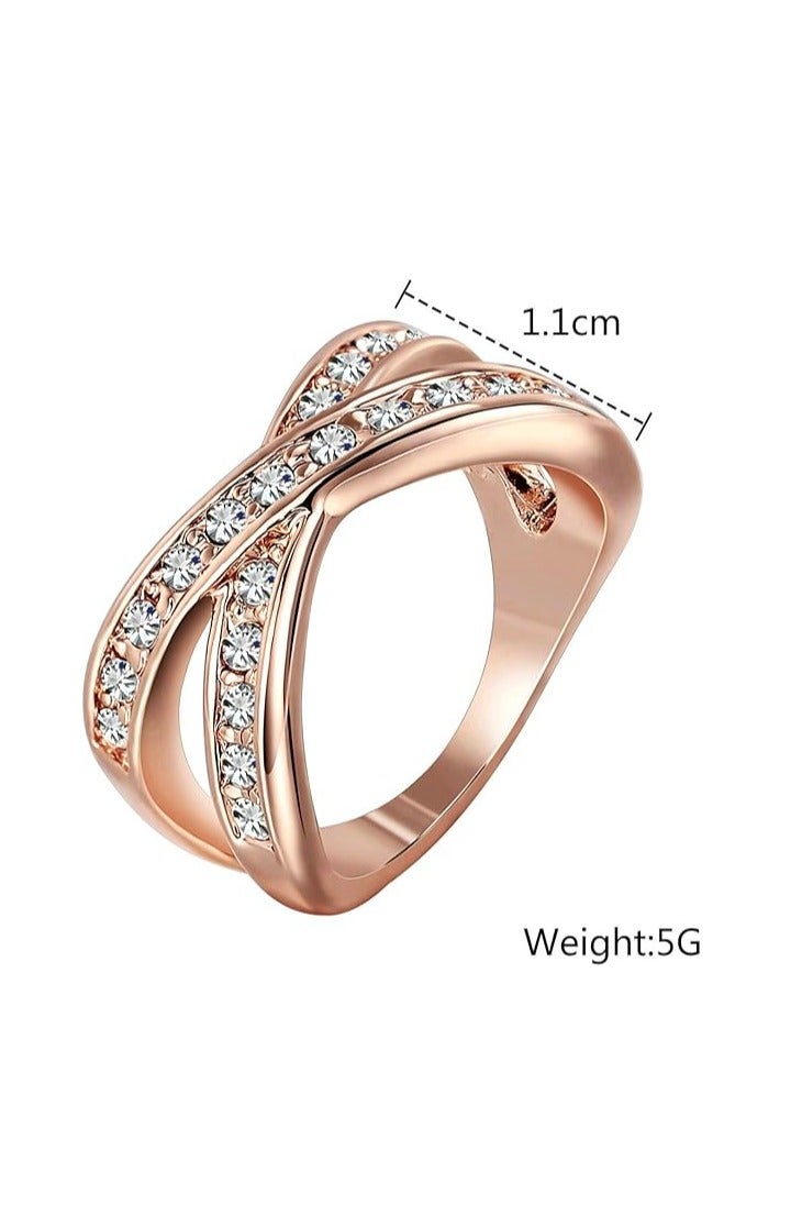 ROMAD Elegant women’s ring with a double-layer design, adorned with zircon and crystal, made of stainless steel – perfect as wedding jewelry or a love gift - Image 3