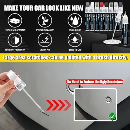 COSLAKE Car Touch Up Paint(Snowflake White Pearl Mica(25D)) for Mazda, Car Paint Scratch Repair Kit, Quick & Easy Solution to Repair, 2 in 1 Scratch Remover Pen with Color-Matched - Image 4