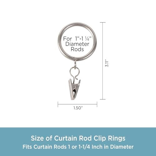 Kenney A58720012 Classic Clip Rings for Rods up to 1-Inch Diameter, Satin Nickel, 7-Pack - Image 4