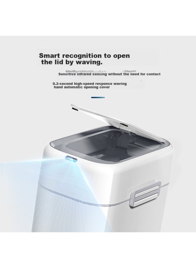 Supor Smart Induction Gap Trash Can 9l Battery Version For Bathroom Small White Bin - Image 1