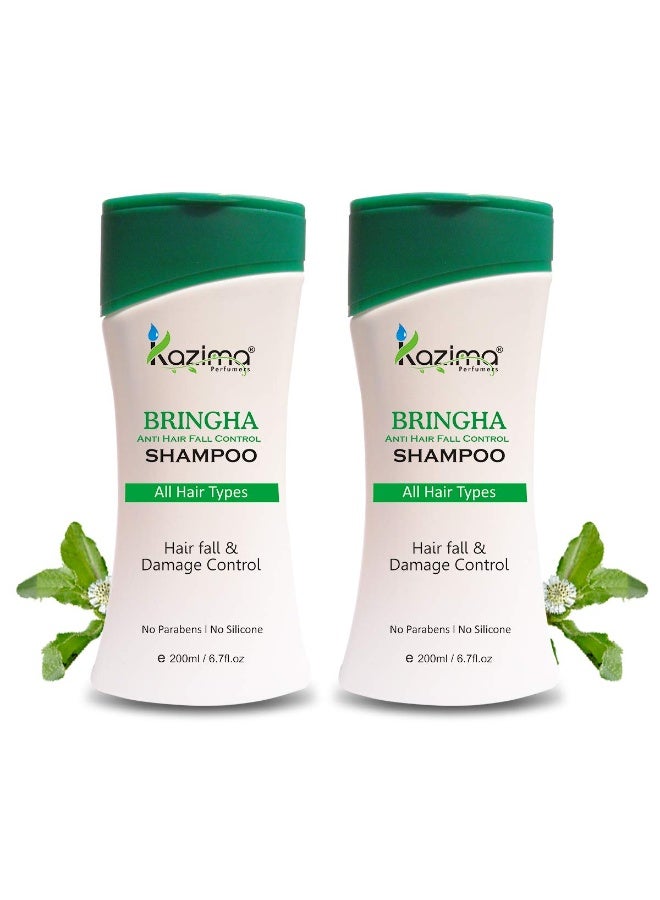 KAZIMA Bringha Anti Hair Fall Control Shampoo (200ml Pack of 2) Contains power of 9 bringha plants (All Types of Hair) (No Parabens, No Silicones & No Salt) - Image 1