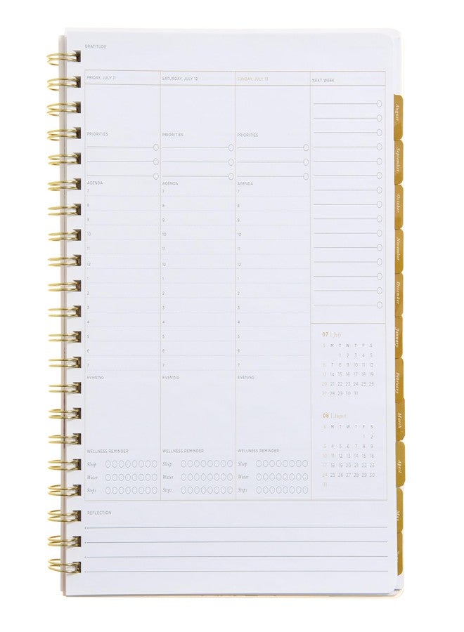 russell+hazel 2025-2026 Weekly Planner, Spiral Bound Blush Floral with Gold Foil Details, 9.1" x 11.2", July 2025 - June 2026, Features 15 Monthly Spreads, 1-Count - Image 3