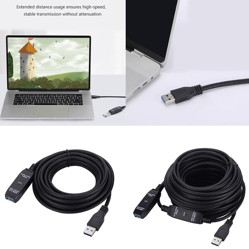 كبل توسيع USB 3.0 بطولة 20 مترًا - نقل بيانات عالي السرعة 5 جيجابت في الثانية، مع مُعاد تكرار إشارات مدمج، ومعدان مقوى للعمل على محطات العمل، أرفف خوادم، كاميرات أمن، أنظمة نقاط البيع، فنيي تكنولوجيا المعلومات والمكاتب - Image 2