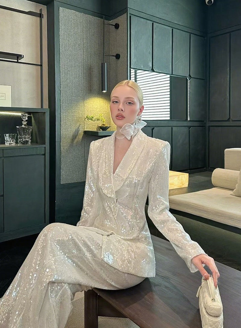 Madam Uniq Elegant Sequin Party Suit with Blazer and Trousers Set - Image 3
