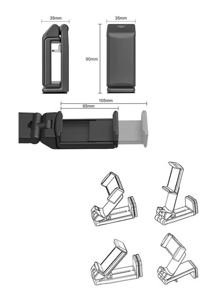 Aircraft Phone Holder, A Portable Universal Phone Holder That Can Rotate 360 ° in Multiple Directions, Suitable for Hands-Free Travel Accessories Such as Airplane Seat Backrests, Tables, Homes, Kitchens, And Offices. Essential Accessories for Air Travel (Black) - Image 2