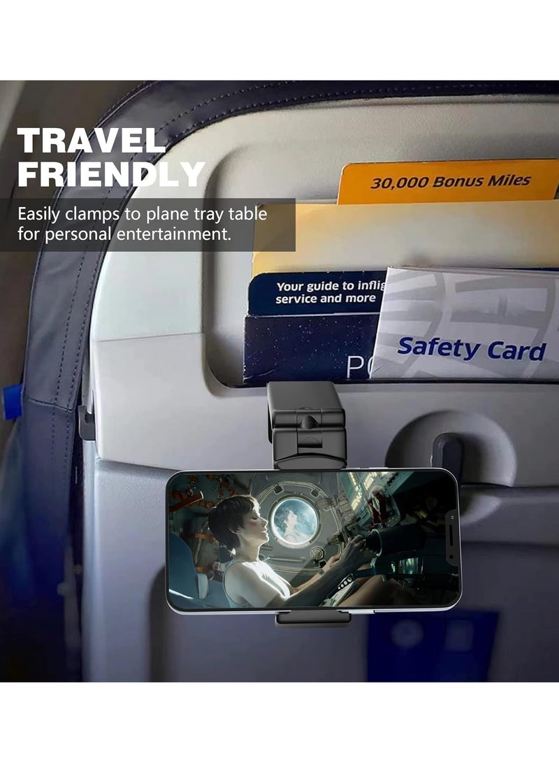 Aircraft Phone Holder, A Portable Universal Phone Holder That Can Rotate 360 ° in Multiple Directions, Suitable for Hands-Free Travel Accessories Such as Airplane Seat Backrests, Tables, Homes, Kitchens, And Offices. Essential Accessories for Air Travel (Black) - Image 5