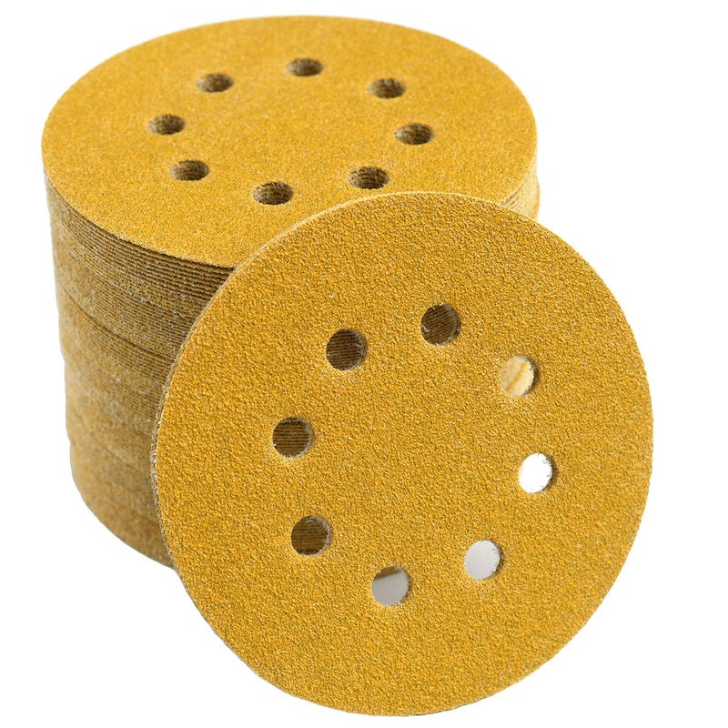 Aiyard 5-Inch 8-Hole Hook and Loop Sanding Discs 80-Grit Random Orbit Sandpaper, 100-Pack - Image 1