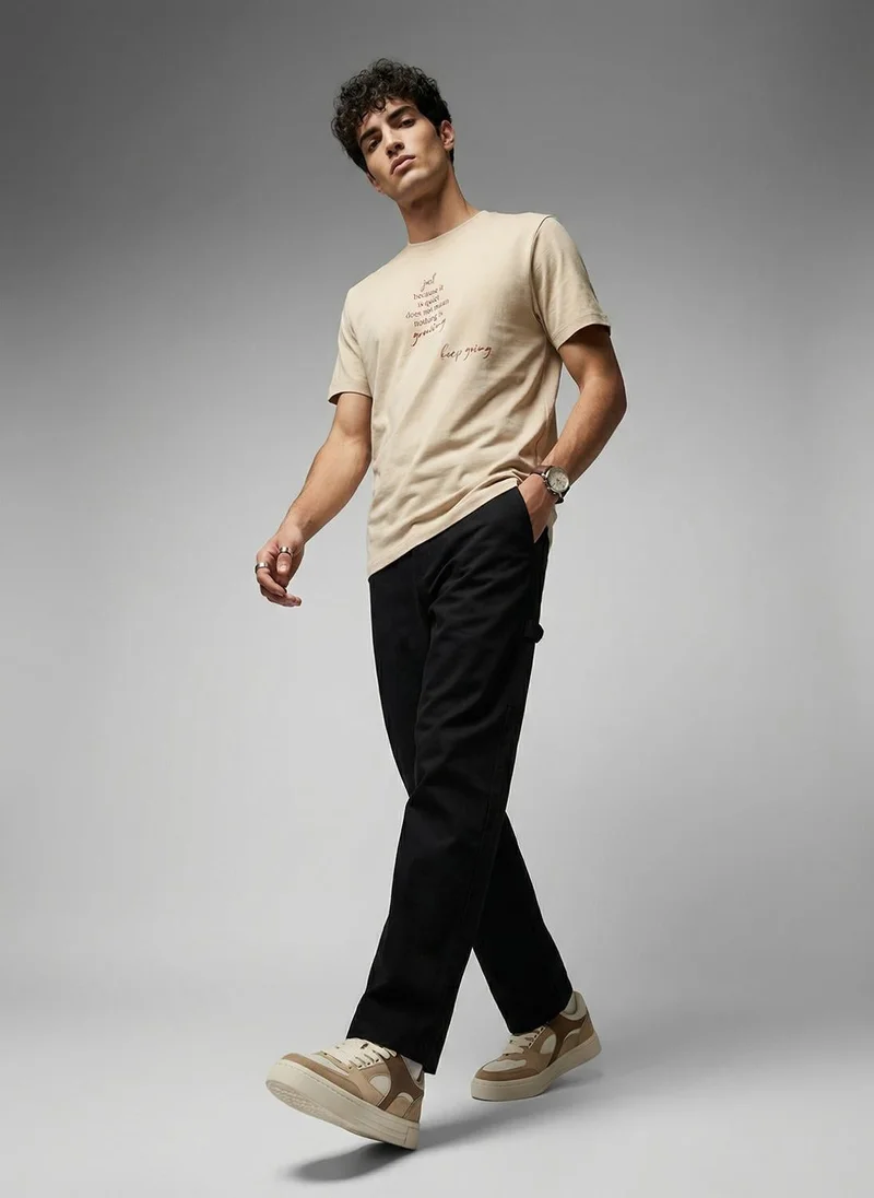 NOBERO Bone White Nobero Regular Fit Printed T-shirt for Men for Men | Best Price UAE