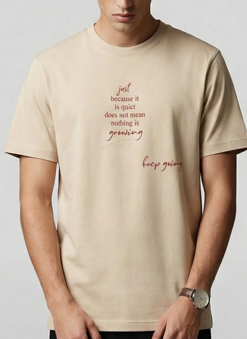 NOBERO Bone White Nobero Regular Fit Printed T-shirt for Men for Men | Best Price UAE