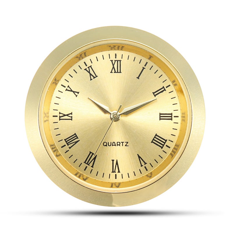 ShoppeWatch Mini Clock Insert 1 716 35mm Quartz Movement  Miniature Clock Face Insert  Round Clock Fit Up Gold Tone Dial and Bezel Roman Numerals CK085GD - Image 1