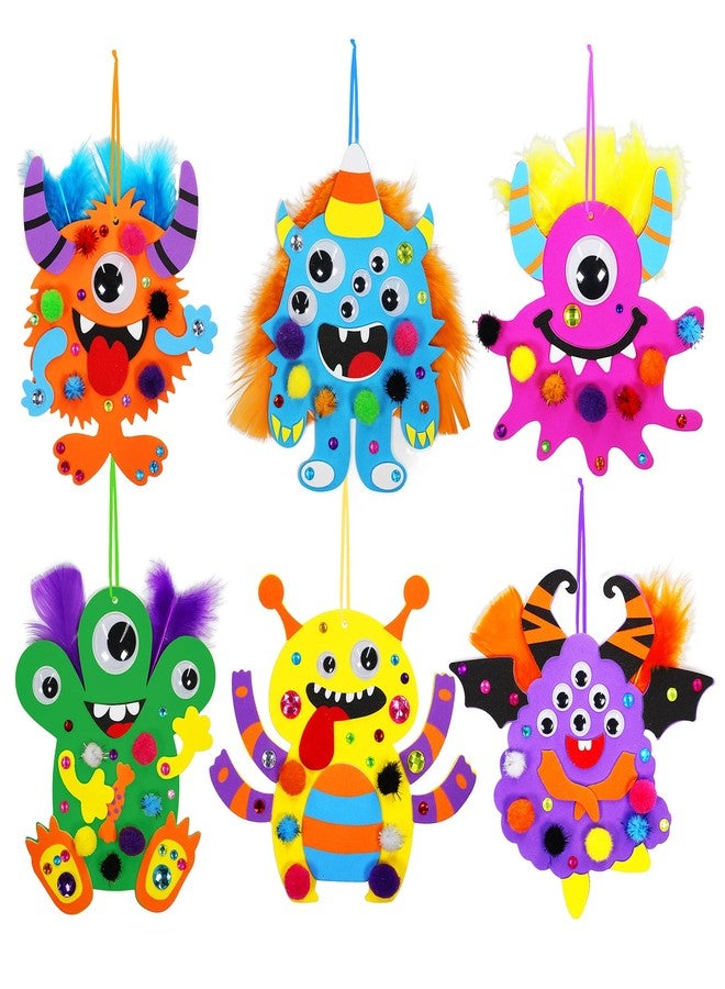 Winlyn 24 Sets Fall Kids Crafts DIY Monster Ornaments Decorations Art Sets Foam Monster Stickers Googly Eyes for Kids Autumn Halloween Classroom Party Activities - Image 3