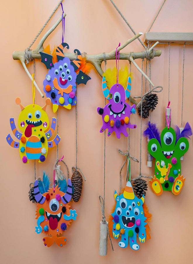 Winlyn 24 Sets Fall Kids Crafts DIY Monster Ornaments Decorations Art Sets Foam Monster Stickers Googly Eyes for Kids Autumn Halloween Classroom Party Activities - Image 5