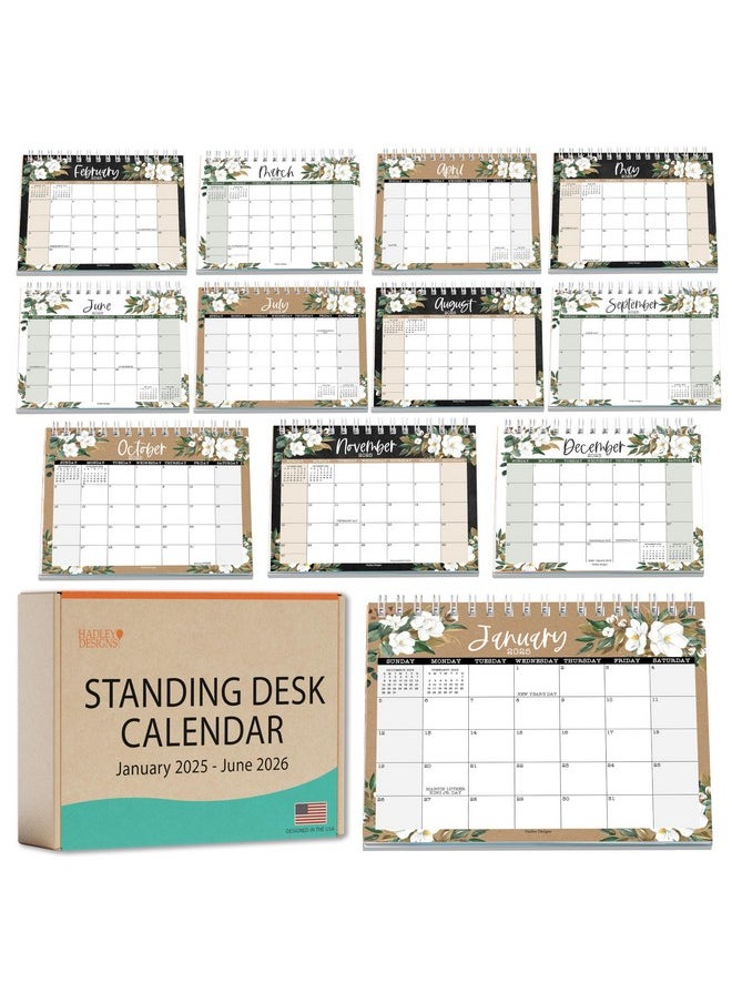 Hadley Designs Small Desk Calendar 2025 - Compact 6X8" Small Desk Calendar 2025 Standing Flip, Floral 2025 Desk Calendar Small For Home, Office, Or Classroom, Runs From January 2025 To June 2026  - Image 1