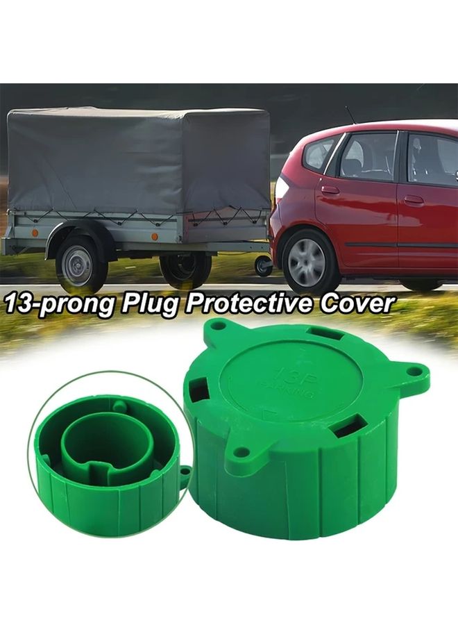 1pc 13 Pin Trailer Plug Cover Dustproof Green Rubber Connector Cap Truck RV - Image 2
