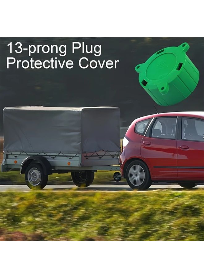 1pc 13 Pin Trailer Plug Cover Dustproof Green Rubber Connector Cap Truck RV - Image 4