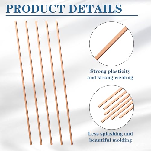 Tandefio 40 Sticks Brazing Rods AWS BCup-5 15% Silver Solder Phos Copper Brazing Alloys Flat Welding Rods Industry 0.050"x1/8"x10" for Air Conditioning Refrigerator Cold Storage HVAC Units - Image 3