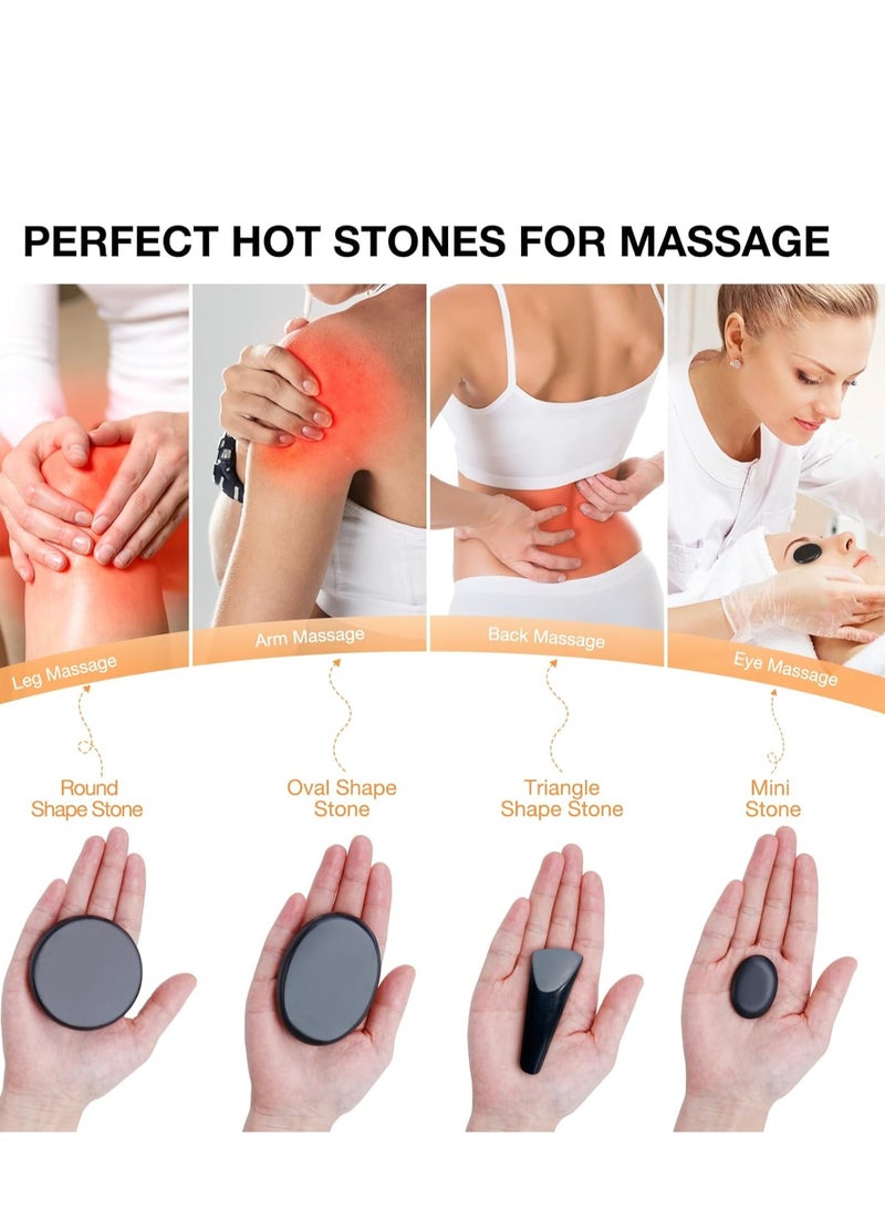 Arabest Hot Stones Massage Set, 18 Pcs Basalt Hot Stones with Heater Kit for SPA Portable Bianstone Massage Rocks Heating Box for Home Spa Warming, Relaxing, Healing, Pain Relief - Image 5