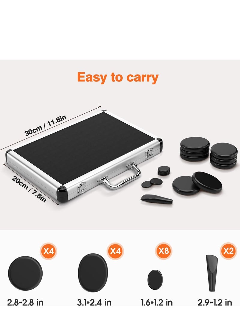 Arabest Hot Stones Massage Set, 18 Pcs Basalt Hot Stones with Heater Kit for SPA Portable Bianstone Massage Rocks Heating Box for Home Spa Warming, Relaxing, Healing, Pain Relief - Image 2