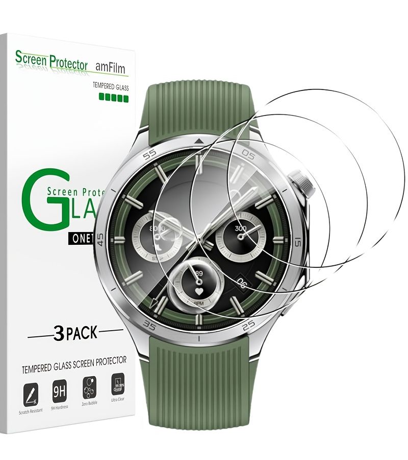 3 Pack Screen Protectors For Oneplus Watch 2 9H Hardness HD Clarity Scratch Resistant Tempered Glass Film Easy Installation Bubble Free - Image 1