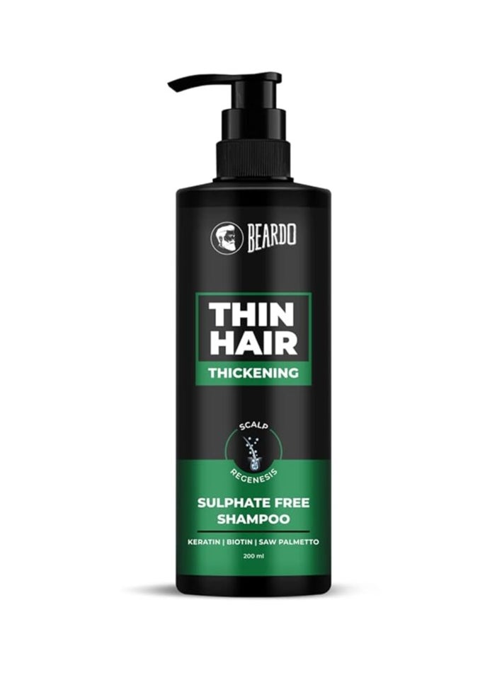 BEARDO - Beardo Thin Hair Thickening Sulphate free Shampoo, 200 ml | Keratin Shampoo for men | Sulphate and Paraben Free Shampoo | Biotin & Saw Palmetto For Strong & Thick Hair - Image 1