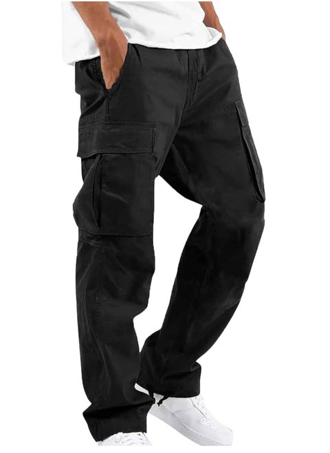 Men's Cargo Pants Outdoor Pants for Men Casual Cotton Trousers Drawstring Elastic Waist