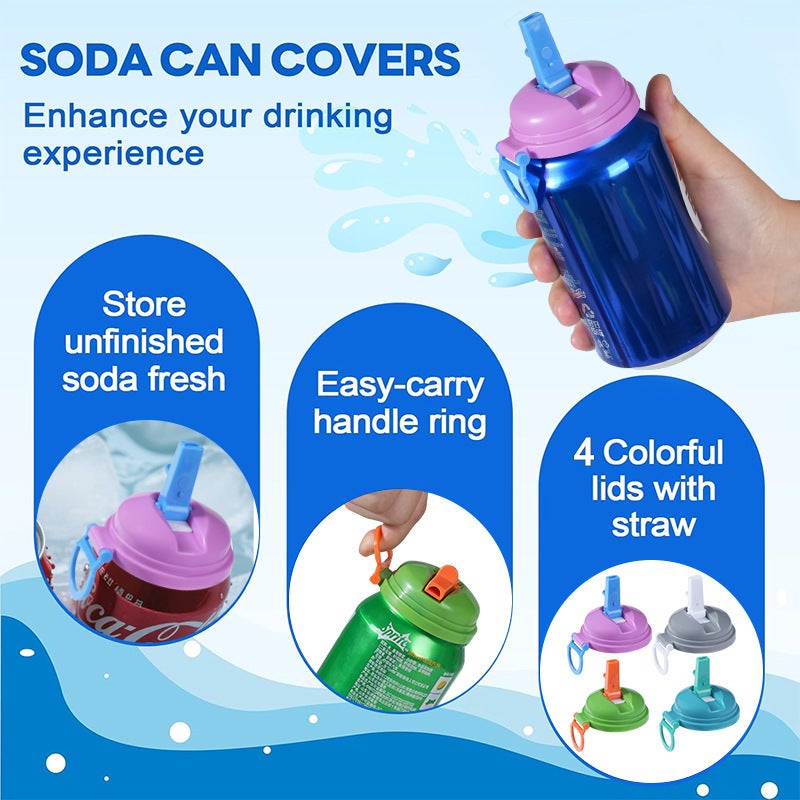 Silicone Straws Soda Can Covers - Leak-Proof, Easy to Use, and Durable - Image 3