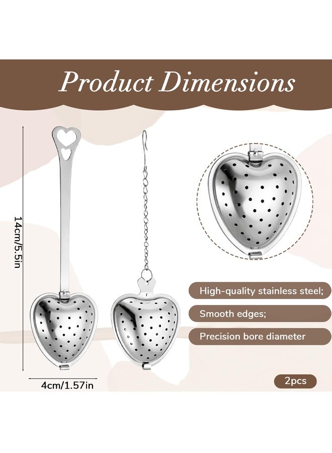 2 Pcs Tea Infuser Spoon Tea Spoon for Loose Teas Heart Shaped Teas Steeper Stainless Steel Fine Mesh Strainer - Image 2