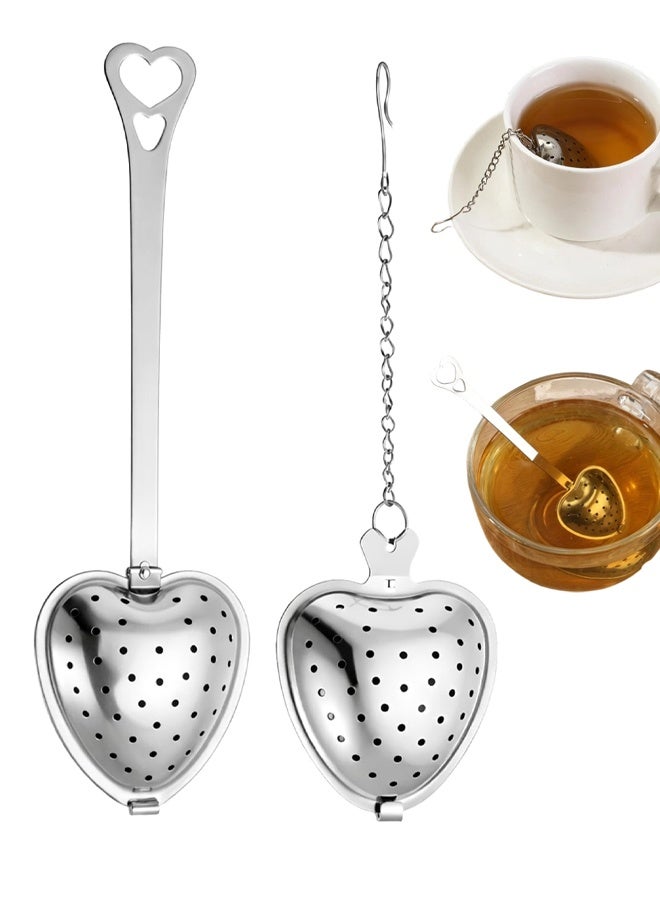 2 Pcs Tea Infuser Spoon Tea Spoon for Loose Teas Heart Shaped Teas Steeper Stainless Steel Fine Mesh Strainer - Image 1