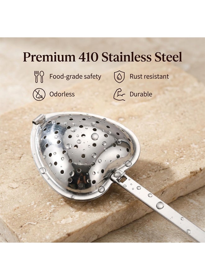 2 Pcs Tea Infuser Spoon Tea Spoon for Loose Teas Heart Shaped Teas Steeper Stainless Steel Fine Mesh Strainer - Image 4