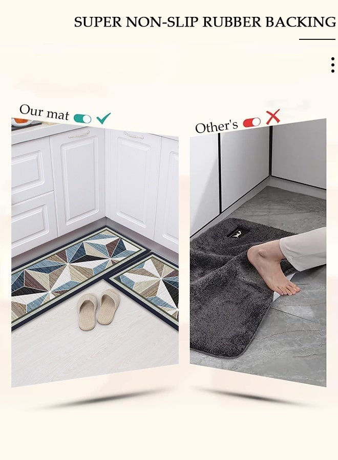 DUNISO قطعتان من سجاد ودواسات المطبخ غير القابلة للانزلاق، مجموعة سجادة مضادة للتعب في مدخل المطبخ، سجادة أرضية خلفية للمطبخ والحمام والمكتب 40*60 سم&amp;40*120 سم - Image 4
